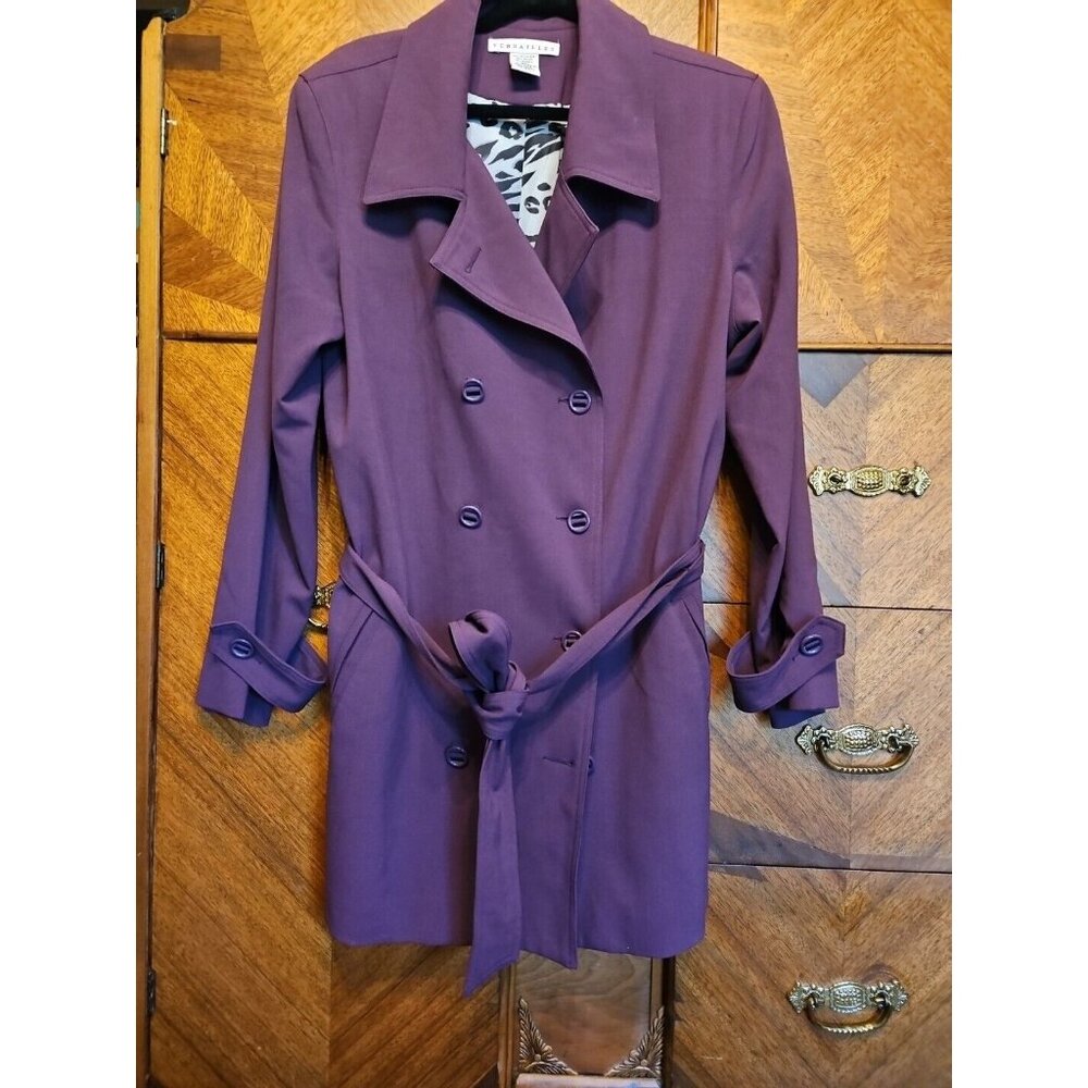 Versailles Size 14 Women's Eggplant Purple Double Breasted Trench Midi Legnth...